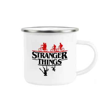 Stranger Things upside down, Κούπα Μεταλλική εμαγιέ λευκη 360ml