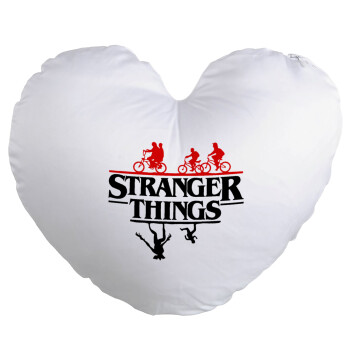 Stranger Things upside down, Μαξιλάρι καναπέ καρδιά 40x40cm περιέχεται το  γέμισμα