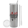 Tumbler stainless steel Silver 600ml, with metal straw & cleaning brush