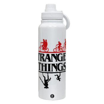 Stranger Things upside down, 1L Stainless Steel Thermal Bottle with Phone Holder & Double Wall Insulation