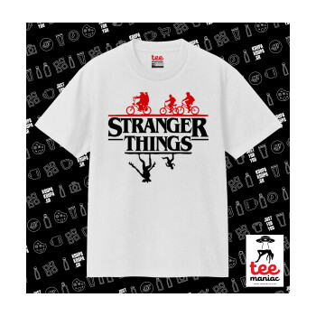 Stranger Things upside down, Κλασικό T-Shirt, διπλής ραφής, χωρίς πλευρικές ραφές ΛΕΥΚΟ από 100% βαμβάκι. Vegan & OEKO-TEX πιστοποιημένο.