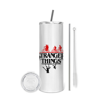 Stranger Things upside down, Tumbler stainless steel 600ml, with metal straw & cleaning brush