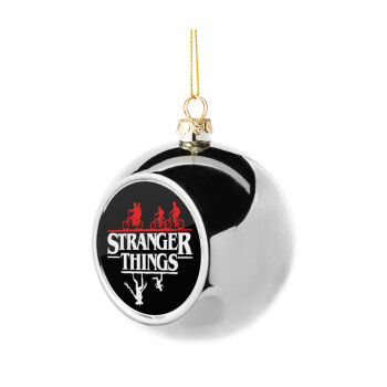 Stranger Things upside down, Χριστουγεννιάτικη μπάλα δένδρου Ασημένια 8cm