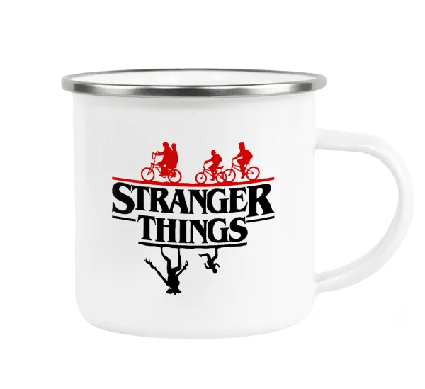 Stranger Things upside down — Metallic enamel cup white 360ml
