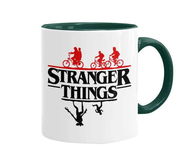 Stranger Things upside down — Mug colored green, ceramic, 330ml