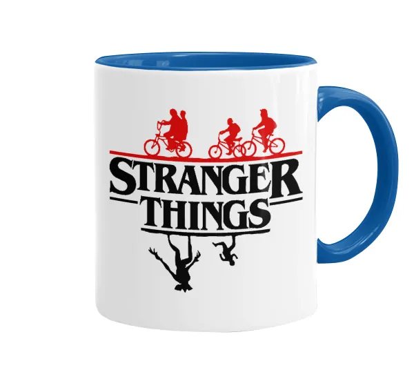 Stranger Things upside down — Mug colored blue, ceramic, 330ml