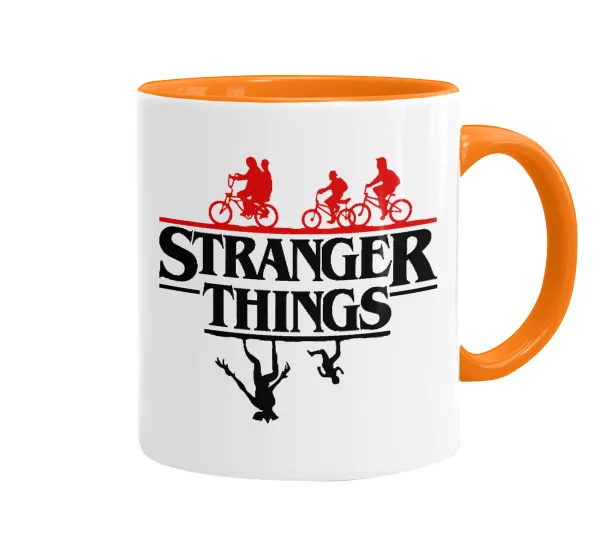 Stranger Things upside down — Κούπα χρωματιστή πορτοκαλί, κεραμική, 330ml