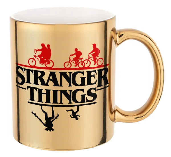 Stranger Things upside down — Κούπα κεραμική, χρυσή καθρέπτης, 330ml