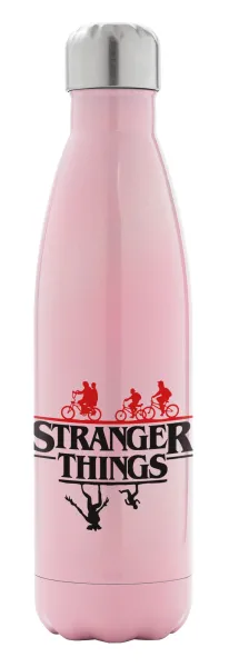 Stranger Things upside down — Μεταλλικό παγούρι θερμός Ροζ Ιριδίζον (Stainless steel), διπλού τοιχώματος, 500ml