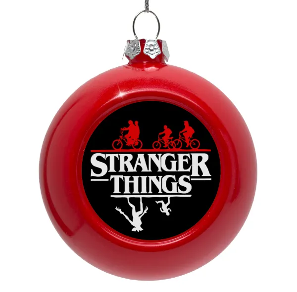 Stranger Things upside down — Στολίδι Χριστουγεννιάτικη μπάλα δένδρου Κόκκινη 8cm