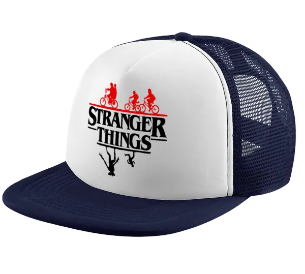 Stranger Things upside down — Καπέλο παιδικό Soft Trucker με Δίχτυ ΜΠΛΕ ΣΚΟΥΡΟ/ΛΕΥΚΟ (POLYESTER, ΠΑΙΔΙΚΟ, ONE SIZE)