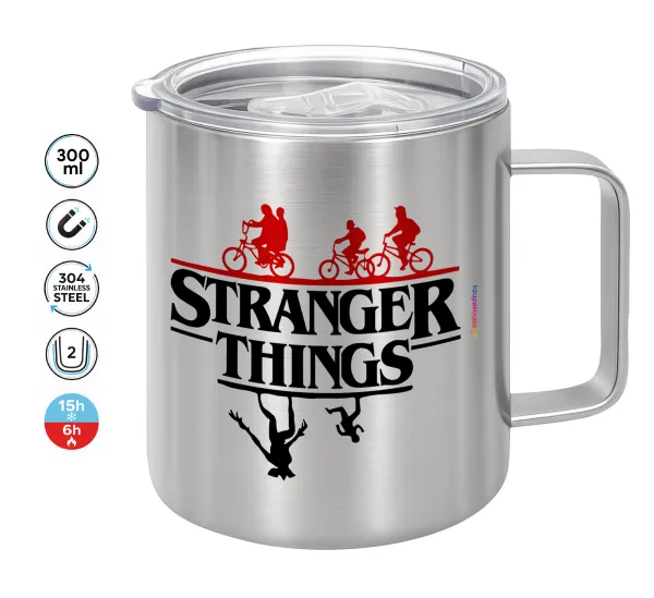 Stranger Things upside down — Double-walled stainless steel mug 300ml with temperature-retaining lid