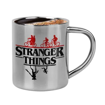 Stranger Things upside down, Double-wall metal cup for espresso (220ml)
