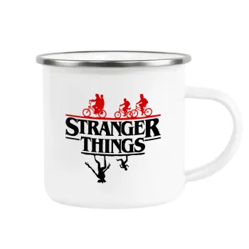 Stranger Things upside down, Κούπα Μεταλλική εμαγιέ λευκη 360ml