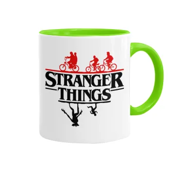 Stranger Things upside down, Κούπα χρωματιστή βεραμάν, κεραμική, 330ml