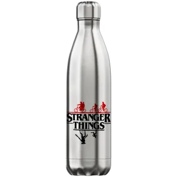 Stranger Things upside down, Inox (Stainless steel) hot metal mug, double wall, 750ml