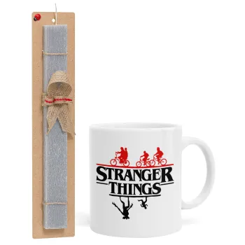 Stranger Things upside down, Πασχαλινή Λαμπάδα με Κούπα κεραμική (330ml) & κερί αρωματικό πλακέ (30cm) (ΓΚΡΙ)