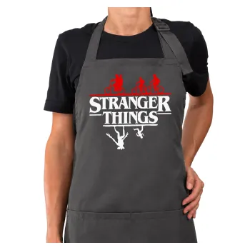 Stranger Things upside down, Ποδιά μακριά Σεφ ολόσωμη με τσέπες GREY (ΕΝΗΛΙΚΩΝ)