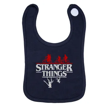 Stranger Things upside down, Σαλιάρα με Σκρατς 100% Organic Cotton Μπλε (0-18 months)