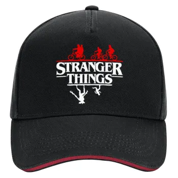 Stranger Things upside down, DRILL Adult Ultimate Hat BLACK/RED, (100% COTTON, ADULT, UNISEX, ONE SIZE)