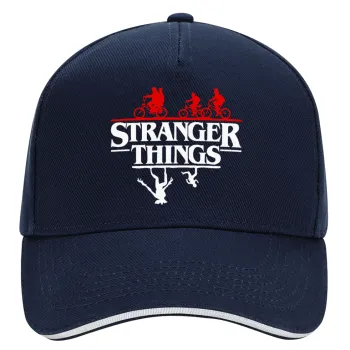 Stranger Things upside down, DRILL Adult Ultimate Hat BLUE/WHITE, (100% COTTON, ADULT, UNISEX, ONE SIZE)
