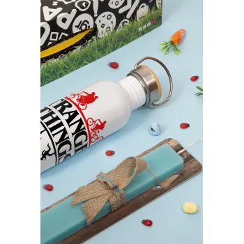 Stranger Things upside down, Πασχαλινή Λαμπάδα με παγούρι μεταλλικό (620ml, stainless steel) & κερί αρωματικό πλακέ (30cm) (ΤΙΡΚΟΥΑΖ)