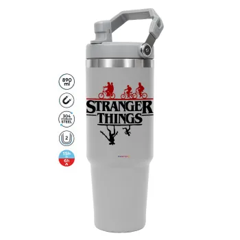 Stranger Things upside down, GREY color, 890ml (30oz) stainless Steel Tumbler with Handle
