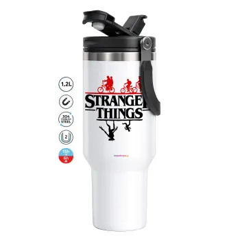 Stranger Things upside down, Mega Stainless steel Tumbler with lid, double wall 1,2L
