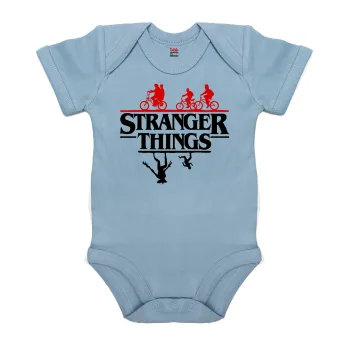 Stranger Things upside down, Βρεφικό φορμάκι μωρού, 0-18 μηνών, Μπλε, 100% Organic Cotton, κοντομάνικο