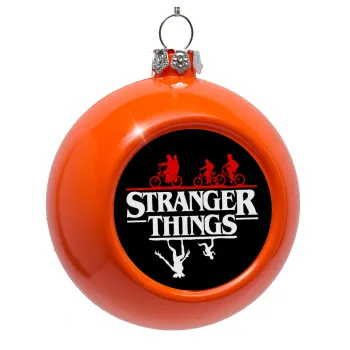 Stranger Things upside down, Στολίδι Χριστουγεννιάτικη μπάλα δένδρου Πορτοκαλί 8cm