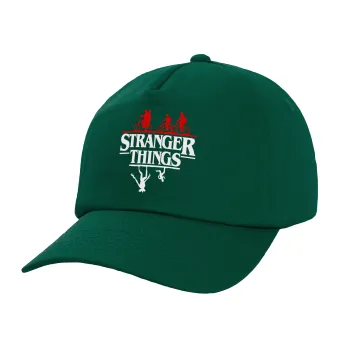 Stranger Things upside down, Twill Καπέλο παιδικό Bottle Green (100% ΒΑΜΒΑΚΕΡΟ, ΠΑΙΔΙΚΟ, UNISEX)