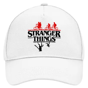 Stranger Things upside down, Καπέλο Ενηλίκων Baseball, Drill, Λευκό (100% ΒΑΜΒΑΚΕΡΟ, ΕΝΗΛΙΚΩΝ, UNISEX, ONE SIZE)