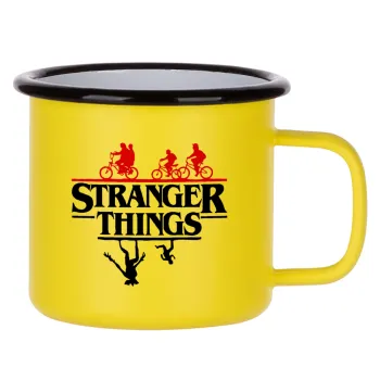 Stranger Things upside down, Κούπα Μεταλλική εμαγιέ ΜΑΤ Κίτρινη 360ml