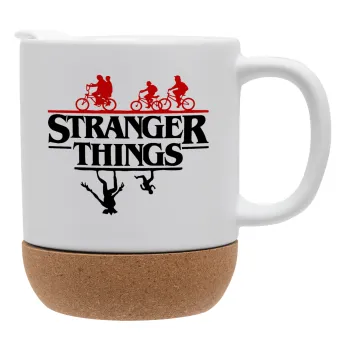 Stranger Things upside down, Κούπα, κεραμική με βάση φελού και καπάκι (ΜΑΤ), 330ml