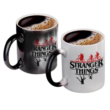 Stranger Things upside down, Color changing magic Mug, ceramic, 330ml when adding hot liquid inside, the black colour desappears (1 pcs)