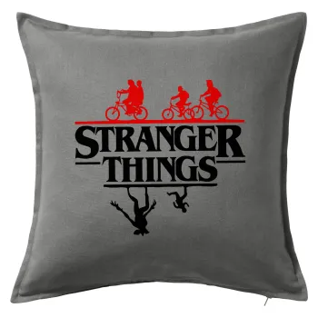 Stranger Things upside down, Sofa cushion Grey 50x50cm includes filling