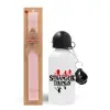 Easter Set, metallic aluminum bottle (500ml) & aromatic flat Easter candle (30cm) (PINK)