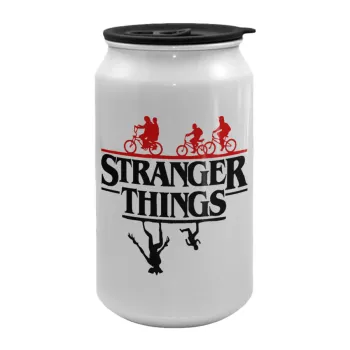 Stranger Things upside down, Κούπα ταξιδιού μεταλλική με καπάκι (tin-can) 500ml