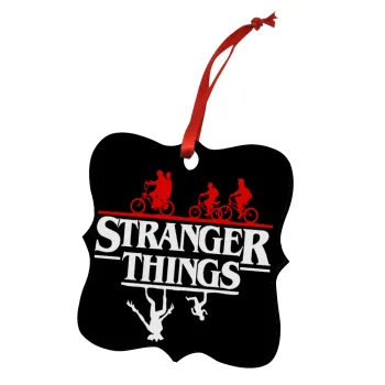 Stranger Things upside down, Στολίδι Χριστουγεννιάτικο στολίδι polygon ξύλινο 7.5cm