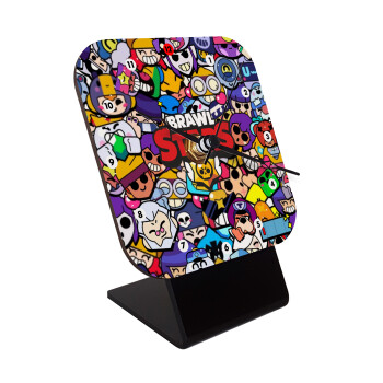 Brawl Stars characters, Quartz Wooden table clock with hands (10cm)
