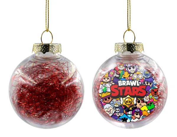 Brawl Stars characters — Transparent Christmas tree ball ornament with red filling 8cm