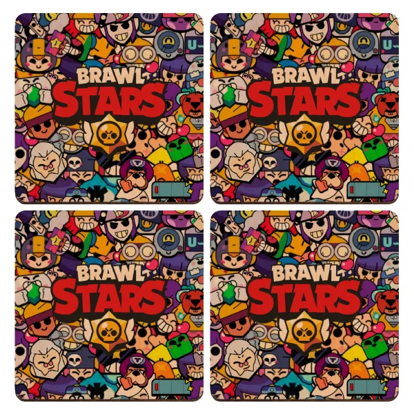 Brawl Stars characters — Set of 4 square plywood coasters (9cm)
