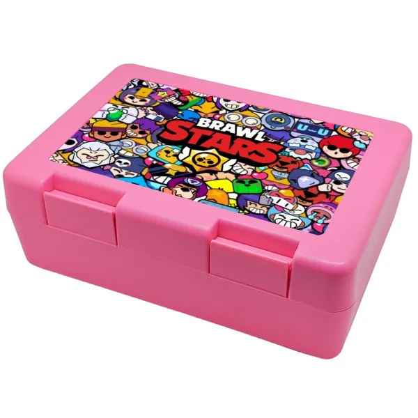 Brawl Stars characters — Παιδικό δοχείο κολατσιού ΡΟΖ 185x128x65mm (BPA free πλαστικό)