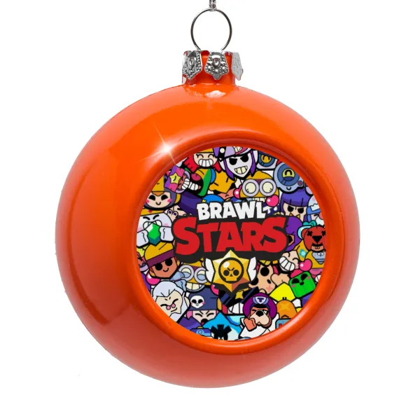 Brawl Stars characters — Στολίδι Χριστουγεννιάτικη μπάλα δένδρου Πορτοκαλί 8cm