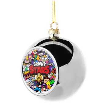 Brawl Stars characters, Silver 8cm Christmas tree ball ornament
