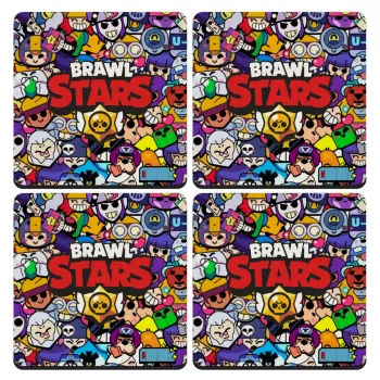Brawl Stars characters, ΣΕΤ 4 Σουβέρ ξύλινα τετράγωνα (9cm)