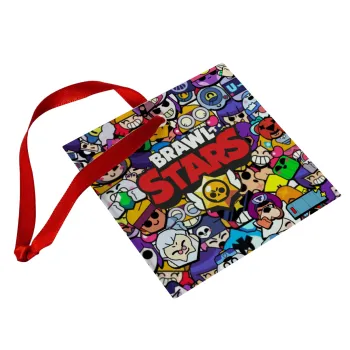 Brawl Stars characters, Christmas ornament, glass square ornament 9x9cm