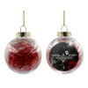 Transparent Christmas tree ball ornament with red filling 8cm