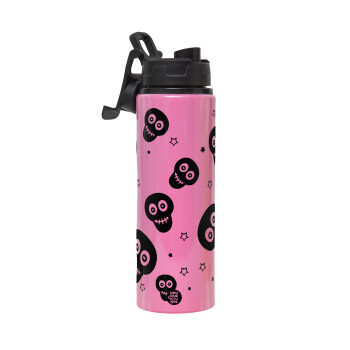 Skull avatar, Metallic water bottle with safety lid, 850ml aluminum