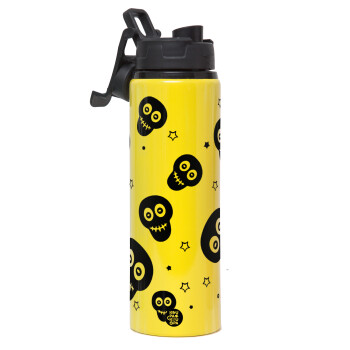 Skull avatar, Metallic water bottle with safety lid, 850ml aluminum